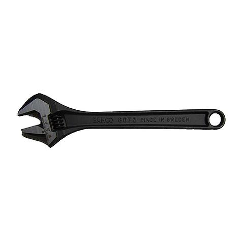SG03842 Adjustable wrench Wrench Swedish made by BAHCO tools B.V., adjustable to 12 thumbs. Combination of pipe grip facility, one side serrated, may be used as a pipe wrench. Left-reading, measurement scale in mm.